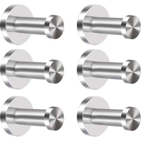 Set of 6 Stainless Steel Coat Hooks, Wall Mounted Towel Hooks in Chrome