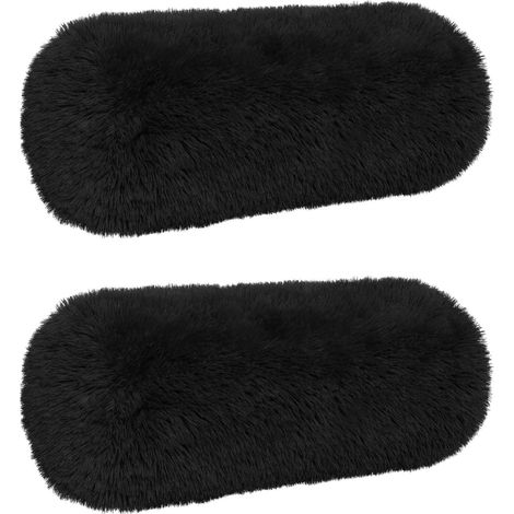 Housse de coussin 2 pcs HEERLEN Noir Ø 15 x 40 cm Fleece PV vidaXL