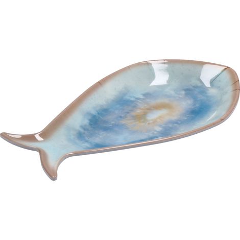 Regalo Italiano Vassoio Pesce Melamina 11 x 22 Cm Ass. Grigio Blu 1 Pz