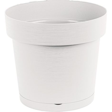 Maceta de plástico con plato MELROSE GLAMOUR 29,5 cm, plástico, blanco mate (1/5)