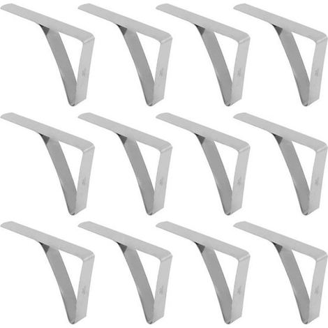 Pinces à nappe - Grandes pinces en acier inoxydable - Fixation antidérapante - 10,5 x 7 cm - Support de nappe - Idéal pour les fêtes - Lot de 12 pièces argentées (1/5)
