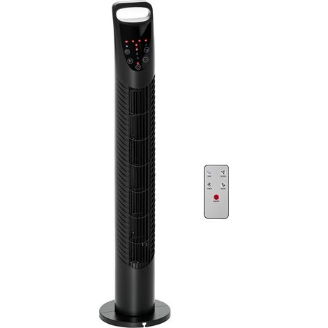 Ventilateur colonne avec télécommande jusqu'à 5 m, oscillation à 70°, 3 modes et 3 vitesses, minuterie 7,5 h, 40 W, noir, Ø 18 x 78,5 cm (1/5)
