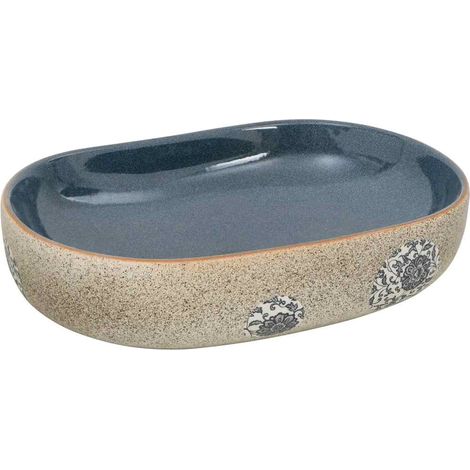 Maison Exclusive - Lavabo da Appoggio Sabbia e Blu Ovale 59x40x14 cm Ceramica