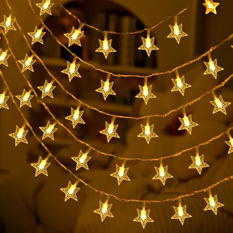 ENLACE Guirlande lumineuse étoilée, 3 m, 20 LED, à piles, blanc chaud, pour Noël, mariage, anniversaire, chambre d'enfant, chambre à coucher, intérieur, extérieur [Classe énergétique G] (1/5)