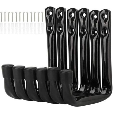 Set mit 6 J-förmigen Wandhaken – 1,6 cm Stahlrohr – Maximale Traglast 20 kg – Abmessungen 11,5 cm x 10 cm (1/5)
