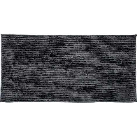 Tapis de bain chenille 60x180 en polyester uni anthracite 60x120cm