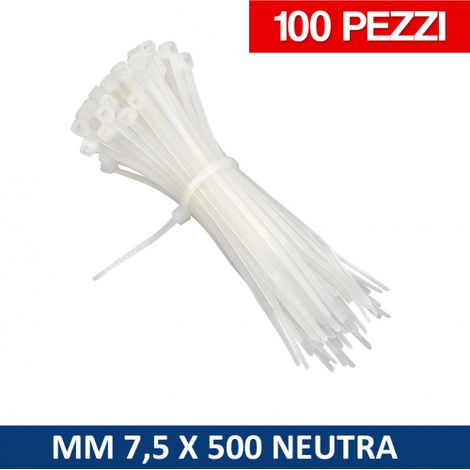 FASCETTA UTILIA FASCETTE CABLAGGIO IN PLASTICA NEUTRA 7,5X500 MM 100 PEZZI 37962