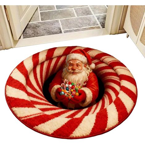 Tapis de Porte avec Illusion 3D pour Noël Décoration Maison Drôle Paillasson de Bienvenue pour Cuisine et Salle de Bain pour Entrée, Porche, Douche, Maison, Chambre et S (1/5)