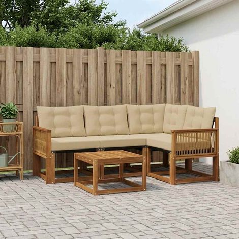 vidaXL Ensemble de canapés d'extérieur 5 pcs Naturel et Beige