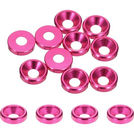 10 Pièces Rondelles à Tête Fraisée, Rondelles de Tasse M3 x 8 mm, Rondelle Fraisée, Rondelle Boulon En Aluminium Pour vis à tête, tige filetée, Accessoires Mécaniques, Rose fuchsia (1/5)