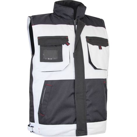 LMA – Bodywarmer de peintre taille 7 – Bicolore blanc et gris nuit – Poches multiples – Renforts en Oxford imperméable 900D