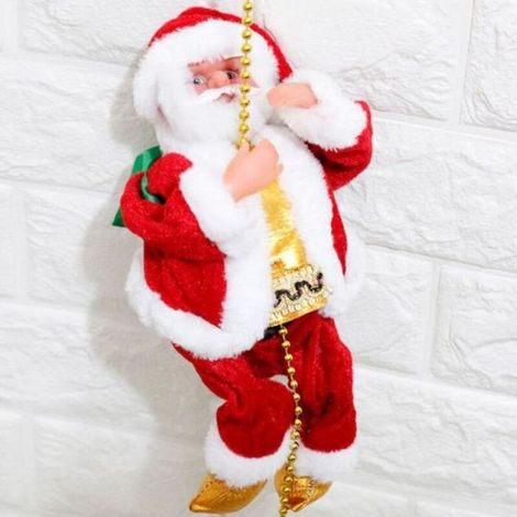1 Pcs Électrique Escalade Père Noël Musique En Peluche Jouet De Noël Décoration Cadeau (1/4)