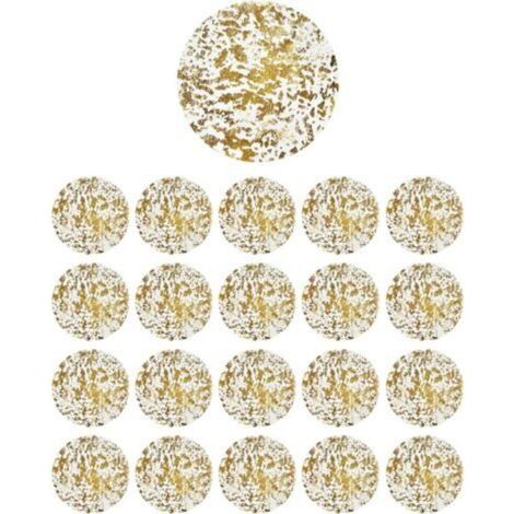 Ensemble de 20 pièces comprenant des nappes rondes à motifs dorés, des sets de table en maille scintillante et des accessoires pour mariages et fêtes d'anniversaire. (1/5)