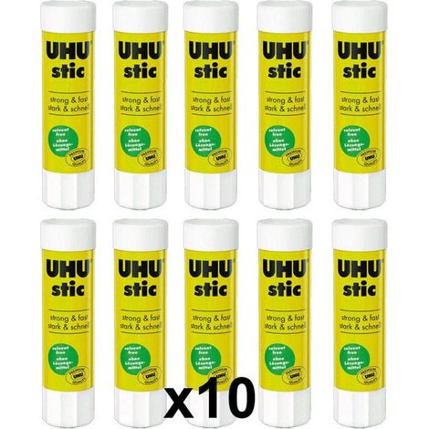 Colle - UHU - Bâton de colle - 8,2 g - Lot de 10 - Sans solvants