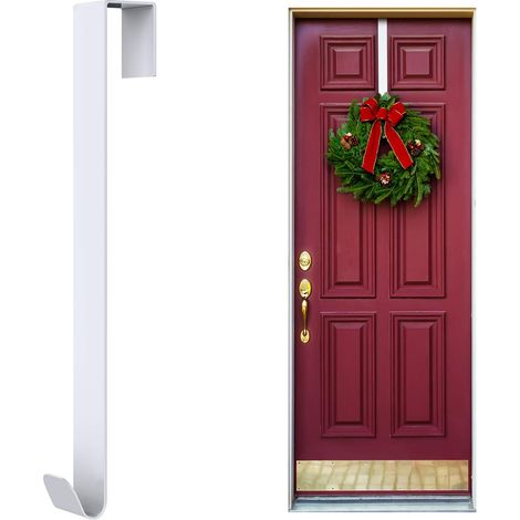 Metal Wreath Hanger for Christmas Home Office Wall Wedding Door Decoration 15 Inch Wreath Hook, Wreath Hanger for Indoor Outdoor Display (White) (1/5)