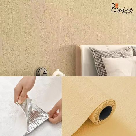 Papier Peint Auto-Adhésif Effet Pierre Minérale Jaune – Texture Relief – Imperméable – 60 × 280 cm (1/3)