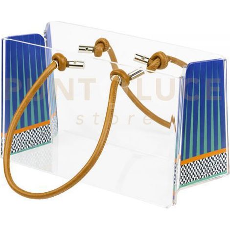 SHOPPER MEDIA CHARLOTTE IN CRISTALLO ACRILICO TRASPARENTE E CON DECORO ETHNIC