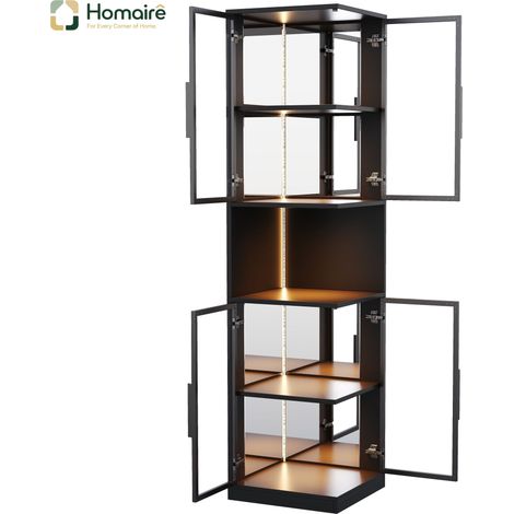 Schwarz Bücherregal und Polyester 42 x 44 x 205 cm aus Spanplatte HOMAIRE (1/5)