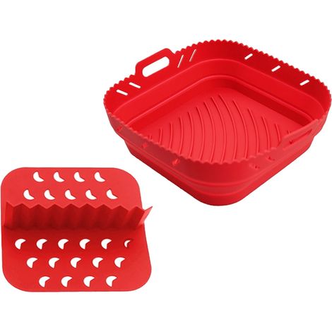 Liner Pour Friteuse À Air - En Silicone Carré Avec Séparateur - Résistant À La Chaleur Jusqu'à 230 °C - Convient À Toutes Les Friteuses À Air - 1 Pièce (1/5)