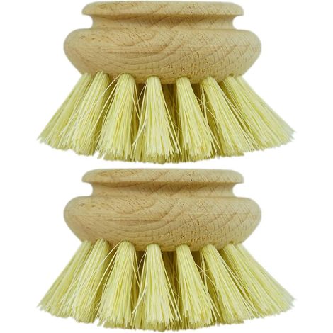 2 têtes de brosse de rechange fibre naturelle grande