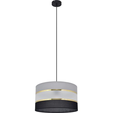Helam HELEN Plafonnier Suspension Cylindrique Noir, Or, Gris 35cm