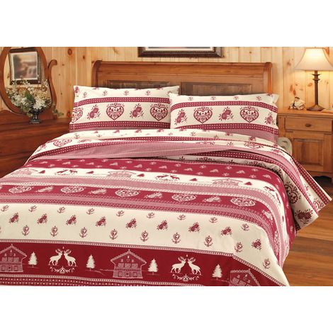 Housse de Couette pour lit Simple 155 x 200 cm, Motif Tyrol, Parure de lit 1 Place 100% Coton, fabriquée en Italie, Housse de Couette et taie d'oreiller (1/5)
