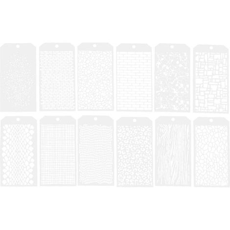 Ensemble de 12 gabarits de loisirs créatifs, gabarit à points superposés, gabarit de texture pour techniques mixtes, compatible avec Pai (1/5)