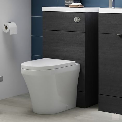 Hudson Reed Fusion WC Unit with Polymarble Worktop 500mm Wide - Charcoal Black Woodgrain (1/4)