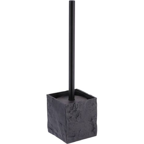 Polyresin-wc-bürste quadratisch mit steineffekt und mattschwarzem stiel - schwarz - Tendance