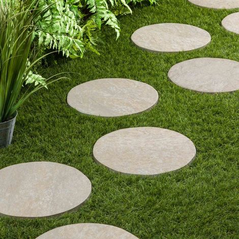 Pas japonais Rond Grès cérame effet Pierre Beige D.37.5x2 cm (à l'unité) - RO'MA NATURE
