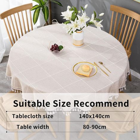 Linge de table coton Nappe table ronde coton lin lavable (1/4)