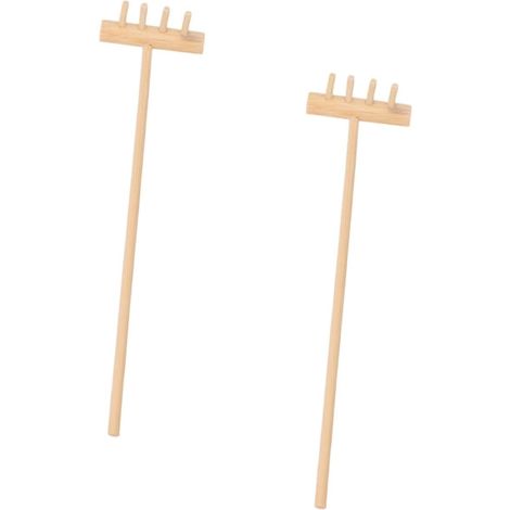 Conjunto De 2 Mini Ancinhos Naturais Para Jardim Zen E Acessórios Decorativos Para Caixa De Areia. (1/3)