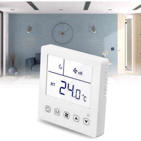 Thermostat de climatiseur AC220V 8835F avec fonction de ventilation, interrupteur de panneau de climatisation, régulateur de température pour hôtels, thermostat (1/5)