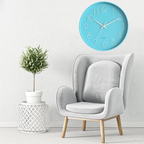 Runde Wanduhr – Große digitale Wanduhr – Großes Display mit Regenbogen-Sekundenzeiger (LED) – 1 Stück – Wohnzimmer, Weiß (1/4)