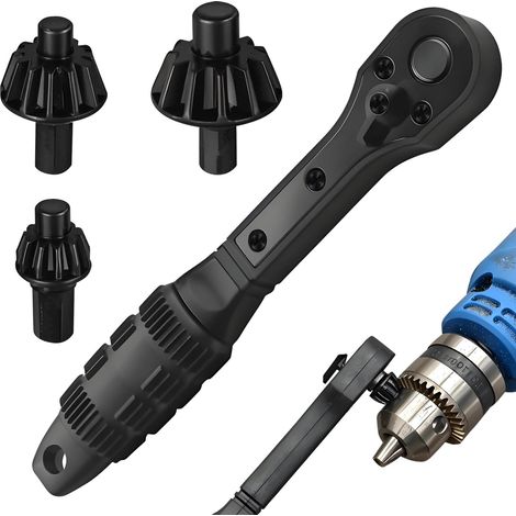 Llave de trinquete de doble cabeza con mango cómodo y 3 marchas de repuesto, para apretar, aflojar, taladrar y apretar herramientas para herramientas eléctricas.