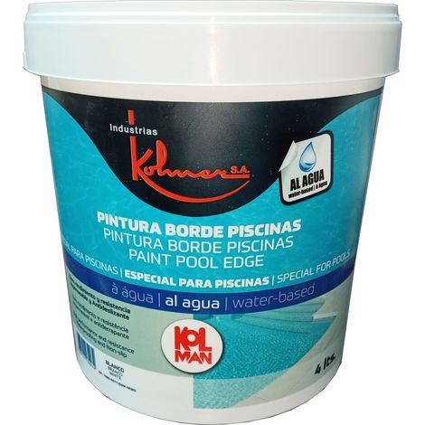 Pintura KOLMAN borde piscina antideslizante al agua blanco mate 4 litros