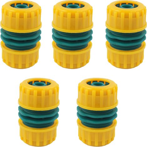 ensemble de 5 raccords de connecteur adaptateur de réparation de 12 mm - pour tuyau d'arrosage 1/2 pouce - plastique ABS, jaune