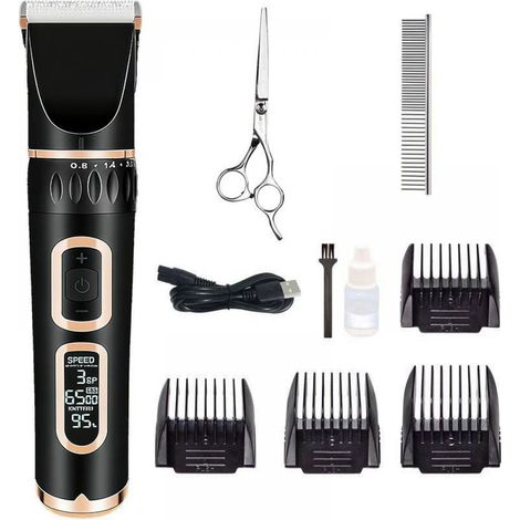 Tondeuse Pour Animaux - Lame En Céramique Titane 33 Dents - Sans Fil 3 Vitesses - 50 dB - Batterie Li-ion 2200 mAh - Pour Chiens Et Chats - 1 Pièce (1/5)