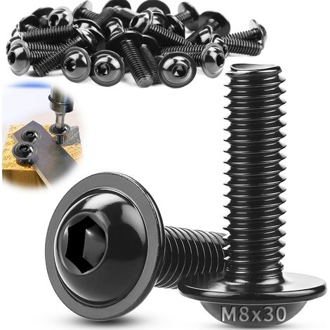 15 Pièces Vis à Tête Bombée avec Bride M8x30mm Inox M8 A2 V2A (1/5)