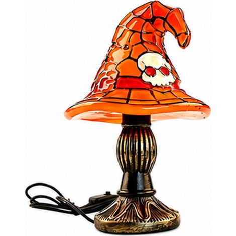 Irovami Lampe chapeau sorcière résine – 221 cm, mosaïque verre, USB, orange (1/5)