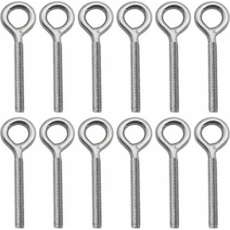 lot De 12 Boulons- M6 Oeil En 304 Acier Inoxydable Vis Anneau Piton Visser Pour Balanoire Machine Extrieure