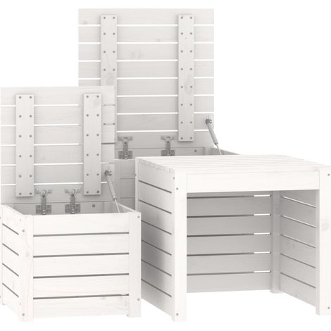 Caja de jardín 3 piezas madera maciza de pino blanco 020013174