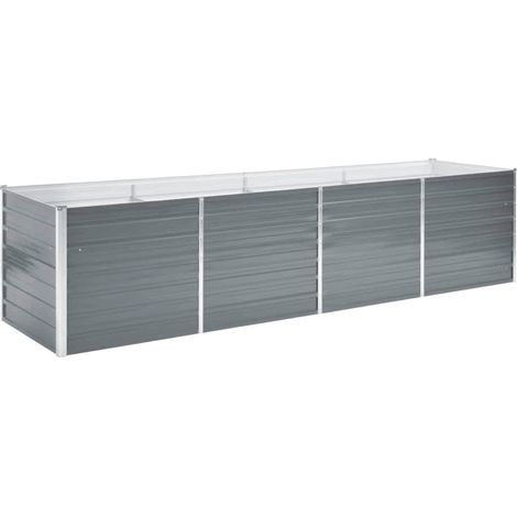 Garden Raised Bed Galvanised Steel 320x80x77 cm Grey vidaXL (1/5)