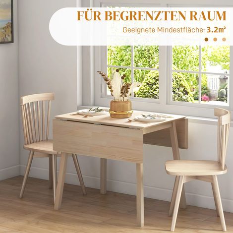 Table escamotable 110x86x75 cm bois naturel, pliante, 2-4 personnes, gain de place (1/5)