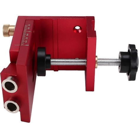 Gabarit de perçage pour trous de poche, gabarit de perçage oblique en aluminium, kit d'outils de bricolage pour menuisiers avec foret de 9 mm, rouge (1/5)