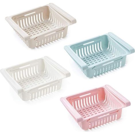 Tiroirs de réfrigérateur, Boîte de rangement pour réfrigérateur, Boîte de rangement pour réfrigérateur, support de tablette de réfrigérateur extensible pour organisateur (paquet de 4)-Fei Yu