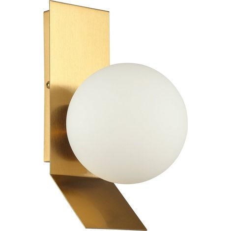 Applique Murale Design Moderne en Laiton Satiné et Verre Blanc, Coloris Or et Blanc, G9 LED Incluse - PANGIVO (1/2)