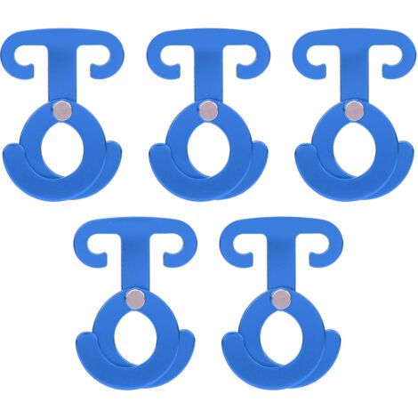 Lot de 5 anneaux en T avec boucle pour corde de camping, en alliage d'aluminium ultraléger et résistant, autobloquant, accessoire de camping pour tente extérieure (bleu). (1/5)