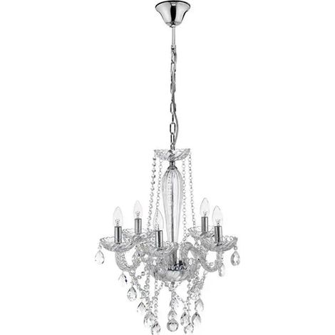 [GEBRAUCHT] B-Ware Nova Luce Pendelleuchte Kronleuchter Mozart Chrom Glas Kristall E14 Led ø 58 Cm