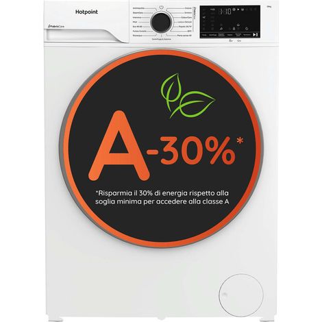 Hotpoint Ariston HB 103 CARE IT, lavatrice Capacità 10kg, classe A -30%, Motore Inverter, 1400 giri, Display digitale XL, Vapore,